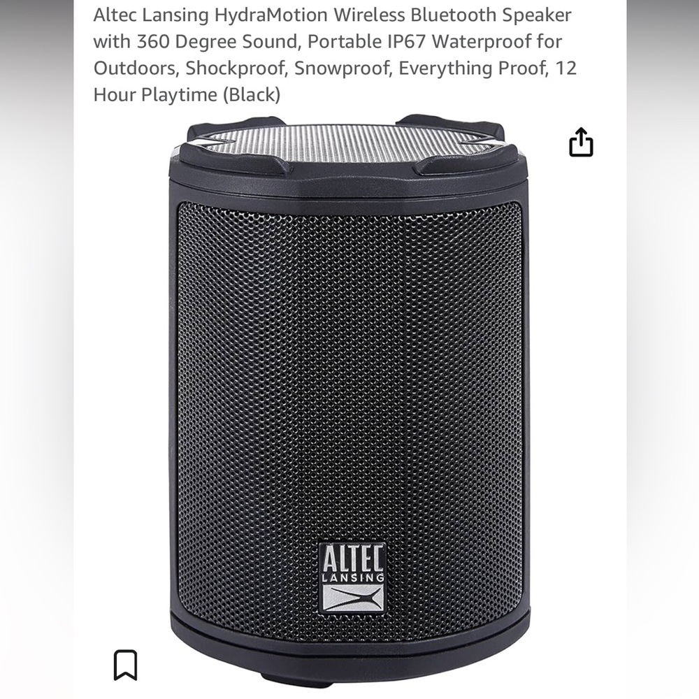 NIB Altec Lansing IMW1100-BLK HydraMotion Bluetooth Black Speaker 🆕